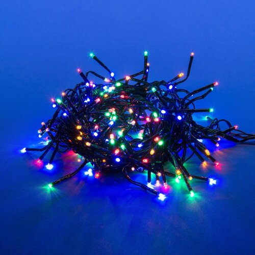 ULD-S0300-200-DGA MULTI IP20 FIRECRACKER Гирлянда светодиодная с контроллером Фейерверк, 3м, 200 светодиодов, Разноцветный свет, Провод зеленый - фото 1