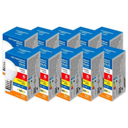 LED-G45-6W-3000K-E27-FR-SLS SET10 Лампа светодиодная, Форма шар, матовая, Серия Optima, Теплый белый свет 3000K, Упаковка 10 штук - фото 1
