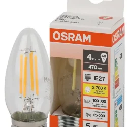 Лампа светодиодная филаментная 4W/2700K (=40W) E27 | Свеча | LED STAR 5Y FILAMENT | - OSRAM