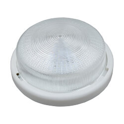 ULO-K05A 6W-6000K-R24 IP44 WHITE-GLASS Светильник светодиодный накладной, Дневной белый свет 6000K, 600Лм, Диаметр 240мм, Корпус белый.