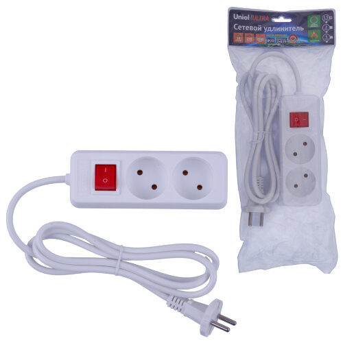 S-CU2-1.5B WHITE Удлинитель серии Ultra, шнур 1.5м., 2 гнезда, 10A, б-з, Белый, TM Uniel - фото 6