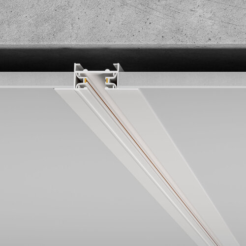 Встраиваемый однофазный шинопровод 1 метр белый (с вводом питания и заглушкой) - фото 1