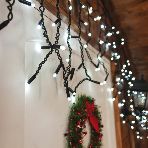 ULD-B5007-300-TBK WHITE IP67 Бахрома светодиодная с эффектом мерцания, 5м, Соединяемая, 300 светодиодов, Белый свет, Провод черный, TM Uniel - фото 12