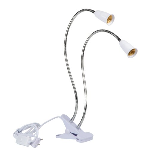 TLI-281 WHITE E27x2 PLANT Светильник настольный для 2-х фитоламп, На прищепке, Цоколь E27, Белый, ТМ ФитоЛето - фото 1