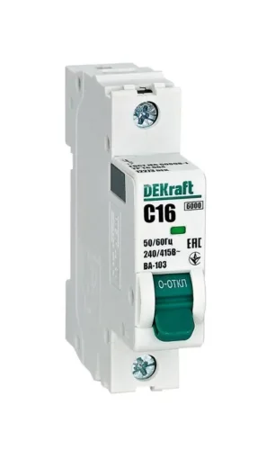 Выключатель автоматический модульный 1п C 16А 6кА ВА-103 DEKraft 12273DEK - фото