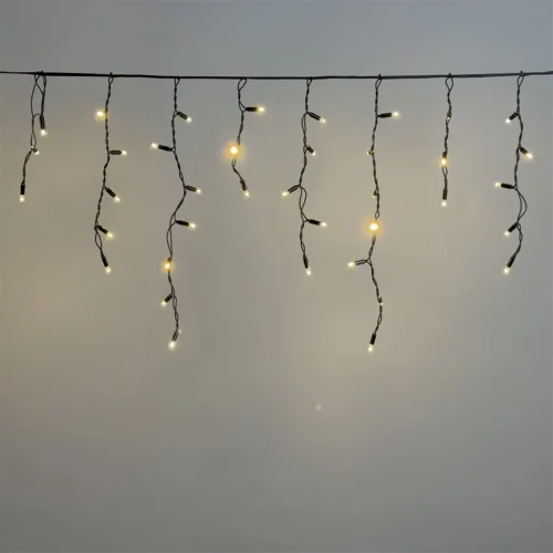 Гирлянда Бахрома 3,1 x 0,5 м Тепло-Белая 220В, 120 LED, Провод Черный Каучук 2,3мм, IP65. Фото 1.