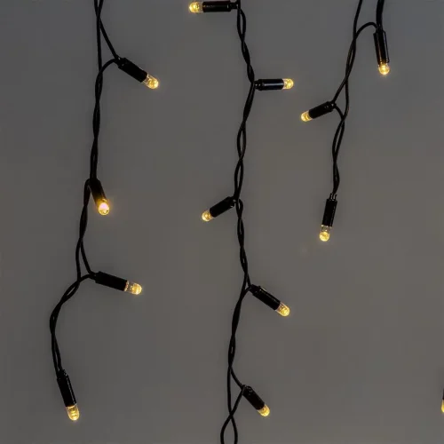 Гирлянда Бахрома 3,1 x 0,5 м Тепло-Белая 220В, 120 LED, Провод Черный Каучук 2,3мм, IP65. Фото 3.