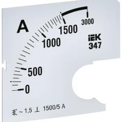 Шкала сменная для амперметра Э47 1500/5А-1.5 72х72мм IEK IPA10D-SC-1500