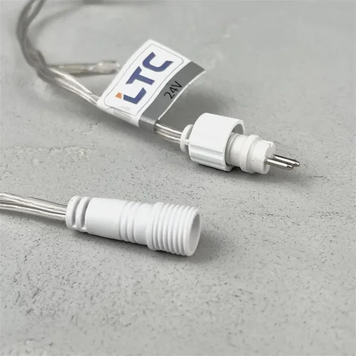 Гирлянда Нить 10м Красная с Мерцанием Белого Диода 24В, 100 LED, Провод Прозрачный ПВХ, IP54. Фото 4.