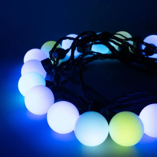 Гирлянда «Шарики» 5м RGB 220В, Диаметр Шарика 40мм, 20 LED, Провод Черный Каучук, IP65. Фото 3.