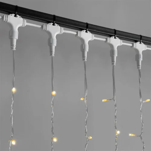 Гирлянда Занавес 2 x 3 м Желтый 220В, 600 LED, Провод Прозрачный ПВХ, IP54. Фото 2.