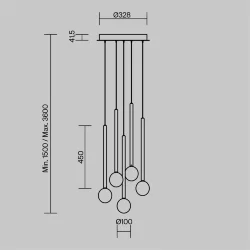 Подвесной светильник Bubble dream 3000К 16Вт (Черный и Латунь)