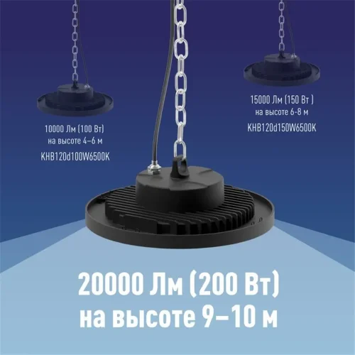 Светильник светодиодный UFO HIgh Bay 200Вт 6500К 174-265В для высоких пролетов КОСМОС KHB120d200W6500K - фото 6