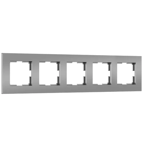 Рамка из поликарбоната на 5 постов Slab серебро софт W0052965 - фото