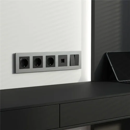 Рамка из поликарбоната на 5 постов Slab серебро софт W0052965 - фото 2