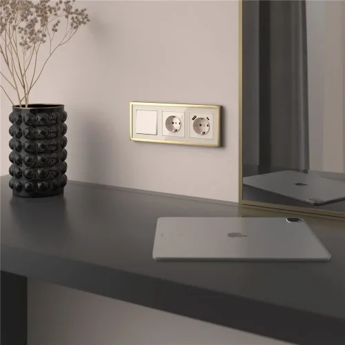 Выключатель одноклавишный проходной (айвори акрил) W1112043 - фото 2