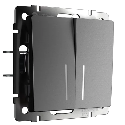 Выключатель двухклавишный проходной с подсветкой (графит матовый) W1122164 - фото