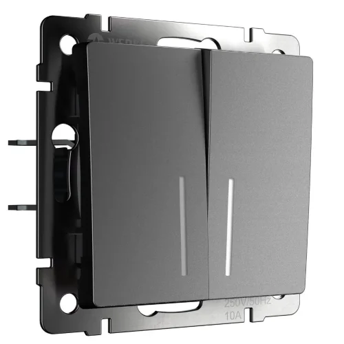 Выключатель двухклавишный проходной с подсветкой (графит матовый) W1122164 - фото