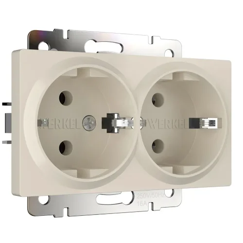 Розетка двойная с заземлением (айвори матовый) W1172062 - фото