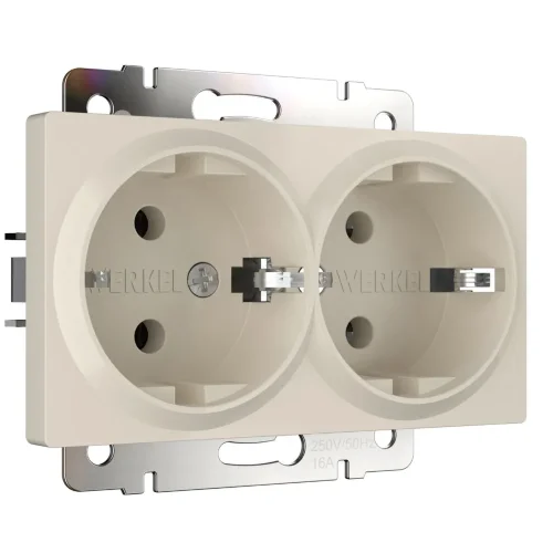 Розетка двойная с заземлением (айвори матовый) W1172062 - фото
