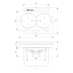 Розетка двойная с заземлением (айвори матовый) W1172062