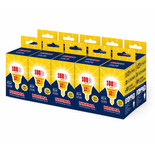 LED-G60-12W-3000K-E14-FR-NR SET10 Лампа светодиодная, Форма шар, матовая, Серия Norma, Теплый белый свет 3000K, Упаковка 10 штук - фото 1
