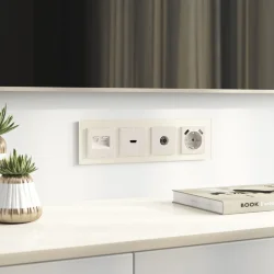 Накладка для двойной розетки Еthernet RJ-45 (перламутровый рифленый) W1191113