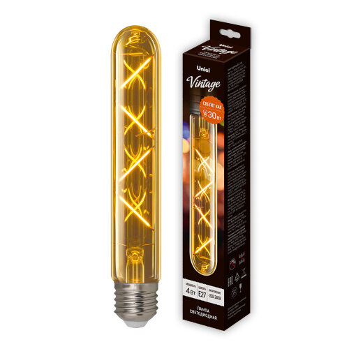 LED-L32A-4W-GOLDEN-E27 GLV21GO Лампа светодиодная Vintage, Форма цилиндр, янтарная колба - фото 5