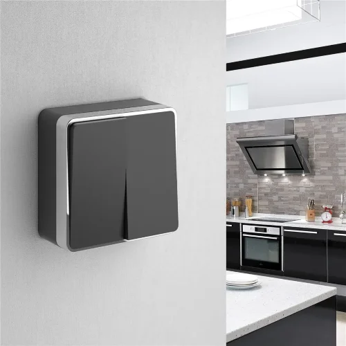 Выключатель двухклавишный Gallant черный/хром W5020035 - фото 2