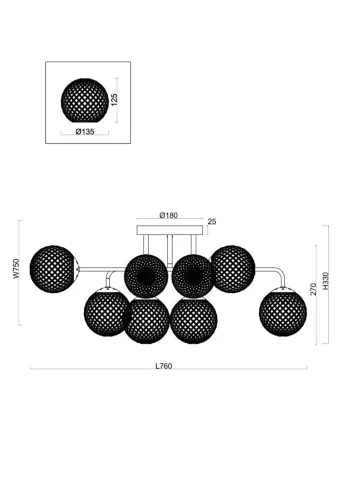 Люстра Freya FR8016PL-08BBS (Черный) - фото 2
