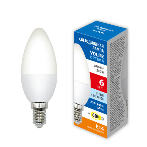 LED-C37-6W-4000K-E14-FR-SLS Лампа светодиодная, Форма свеча, матовая, Белый свет 4000K - фото 3