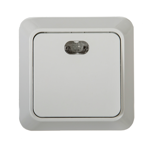 Выключатель одноклавишный с подсветкой BOLLETO белый накладной 7121 IN HOME - Фото