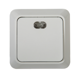 Выключатель одноклавишный с подсветкой BOLLETO белый накладной 7121 IN HOME