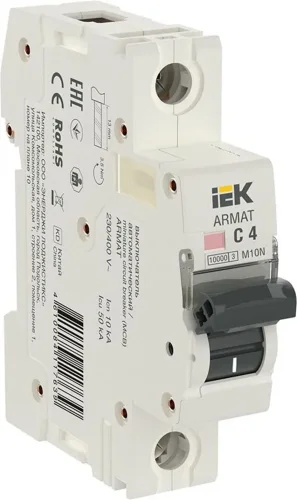 Выключатель автоматический модульный 1п C 4А M10N ARMAT IEK AR-M10N-1-C004 - фото
