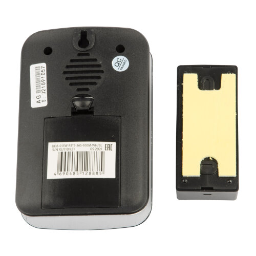 UDB-015W-R1T1-36S-100M-WH-BL Звонок беспроводной, 36 мелодий, Радиус действия 100м, Блистер, Белый с черным - фото 4