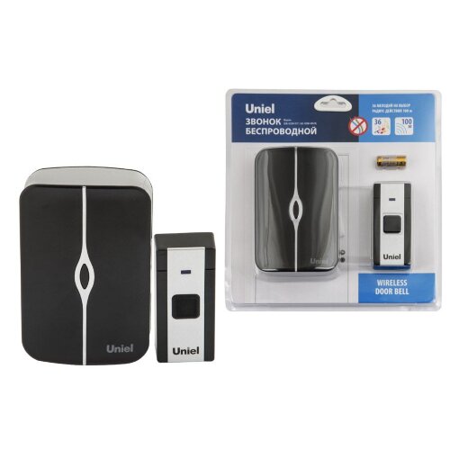 UDB-015W-R1T1-36S-100M-WH-BL Звонок беспроводной, 36 мелодий, Радиус действия 100м, Блистер, Белый с черным - фото 8