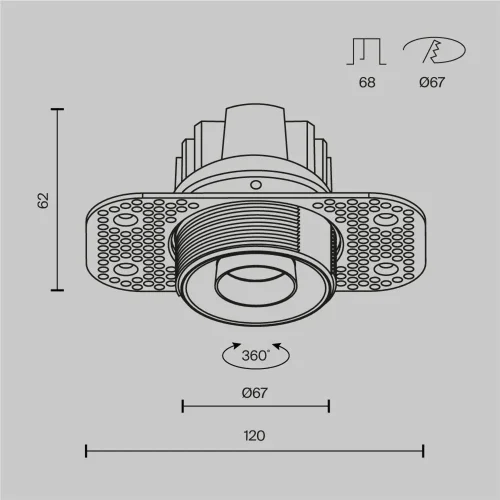 Встраиваемый светильник Омут Т / Dip T 10 Вт 4000 К 50° (Черный) DL128-10W4K-TRS-B - фото 8