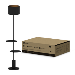 Светильник напольный под лампу ТНО 09-2ПЕ27-BB USB-C две полки, черный абажур, черное основание IN HOME
