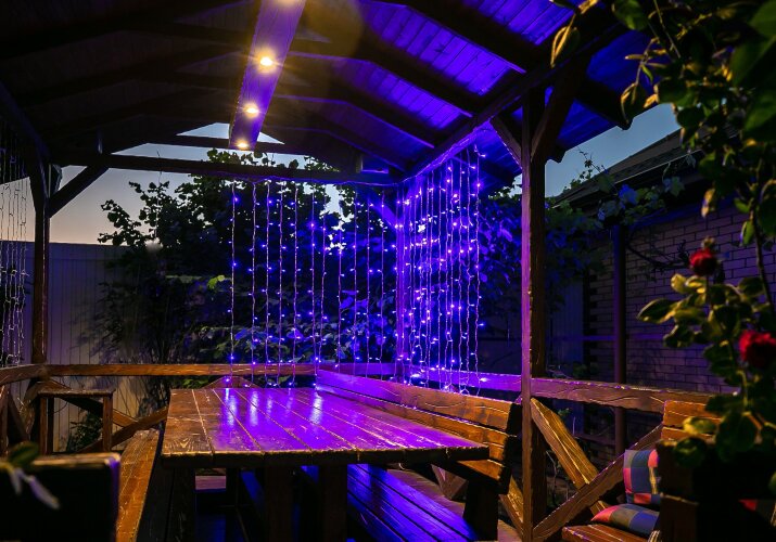 ULD-C3020-240-TTK BLUE-WHITE IP44 Занавес светодиодный с эффектом мерцания, 3х2м, Соединяемый, 240 светодиодов, Белый и синий свет, Провод прозрачный, TM Uniel - фото 7