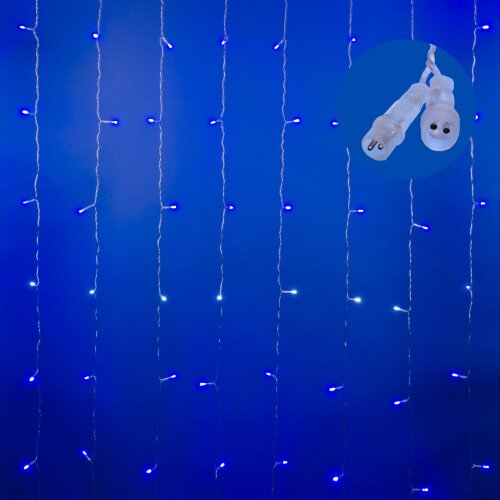 ULD-C3020-240/TTK BLUE-WHITE IP44 Занавес светодиодный с эффектом мерцания, 3х2м. Соединяемый. 240 светодиодов. Белый и синий свет. Провод прозрачный. TM Uniel - фото