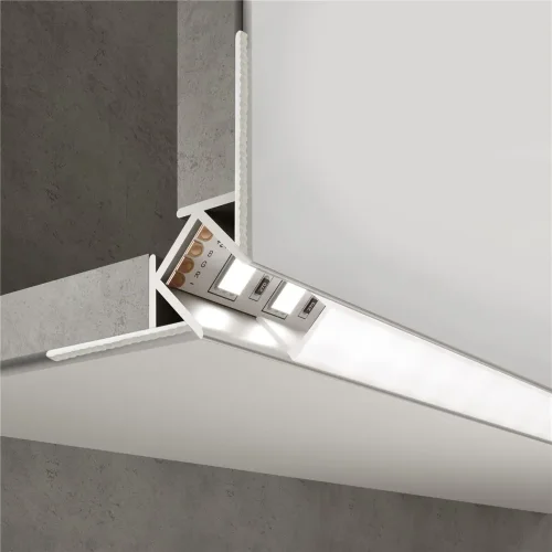 Встраиваемый угловой алюминиевый профиль (внешний угол) для светодиодной ленты LL-2-ALP015 - фото