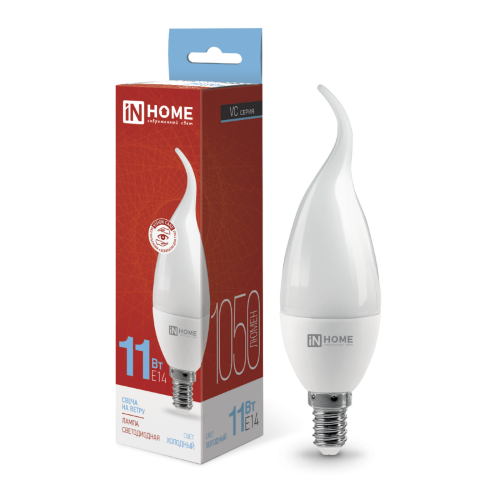 Лампа светодиодная LED-СВЕЧА НА ВЕТРУ-VC 11Вт 230В Е14 6500К 1050Лм IN HOME - Фото