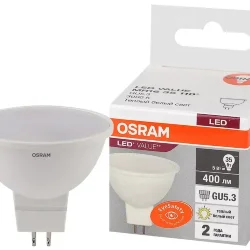 Лампа светодиодная MR16 5SW/3000K (=35W) 110° 230V GU5.3 | LED Value 2Y | - OSRAM