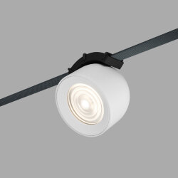 Поворотный светильник для трека-ремня Belty Smart, серия Spot, со светодиодом, D100*H107мм, 48V DC, 12W, RA90, 38°, 2700-6000K, IP20, белый с черным, алюминий, Denkirs DK5640-WH+BK