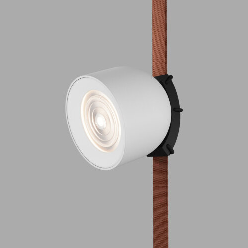 DK5640-WH+BK Поворотный светильник для трека-ремня Belty Smart, серия Spot, со светодиодом, D100*H107мм, 48V DC, 12W, RA90, 38°, 2700-6000K, IP20, белый с черным, алюминий.