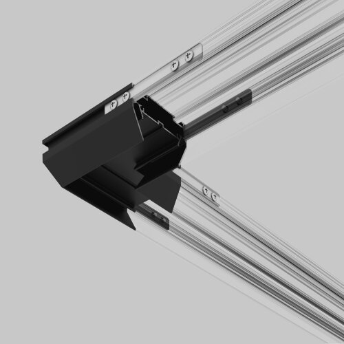 Basic System Коннектор угловой для монтажа в натяжной потолок однофазного шинопровода черный - фото 1