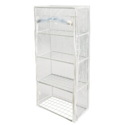 UGH-R02 H105 WHITE-WHITE ECONOM Парник-стеллаж для рассады, 4 полки, 46x24x105см, Металлическая труба в ПВХ, цвет белый, Тент ПВХ эконом, TM ФитоЛето