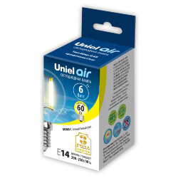 LED-G45-6W-WW-E14-CL GLA01TR Лампа светодиодная, Форма шар, прозрачная, Серия Air, Теплый белый свет 3000K