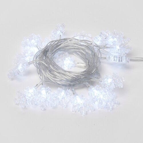 ULD-S0280-020-DTA WHITE IP20 SNOWFLAKES Гирлянда светодиодная Снежинки с контроллером, 20 светодиодов, 2.8 м, белая, IP20, провод прозрачный. - фото 2