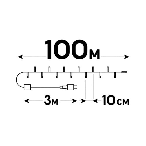 ULD-S10000-1000-DBA-RC WH IP44 Гирлянда светодиодная, 100м, 1000 светодиодов, Белый свет, Пульт ДУ в-к, Провод черный - фото 9